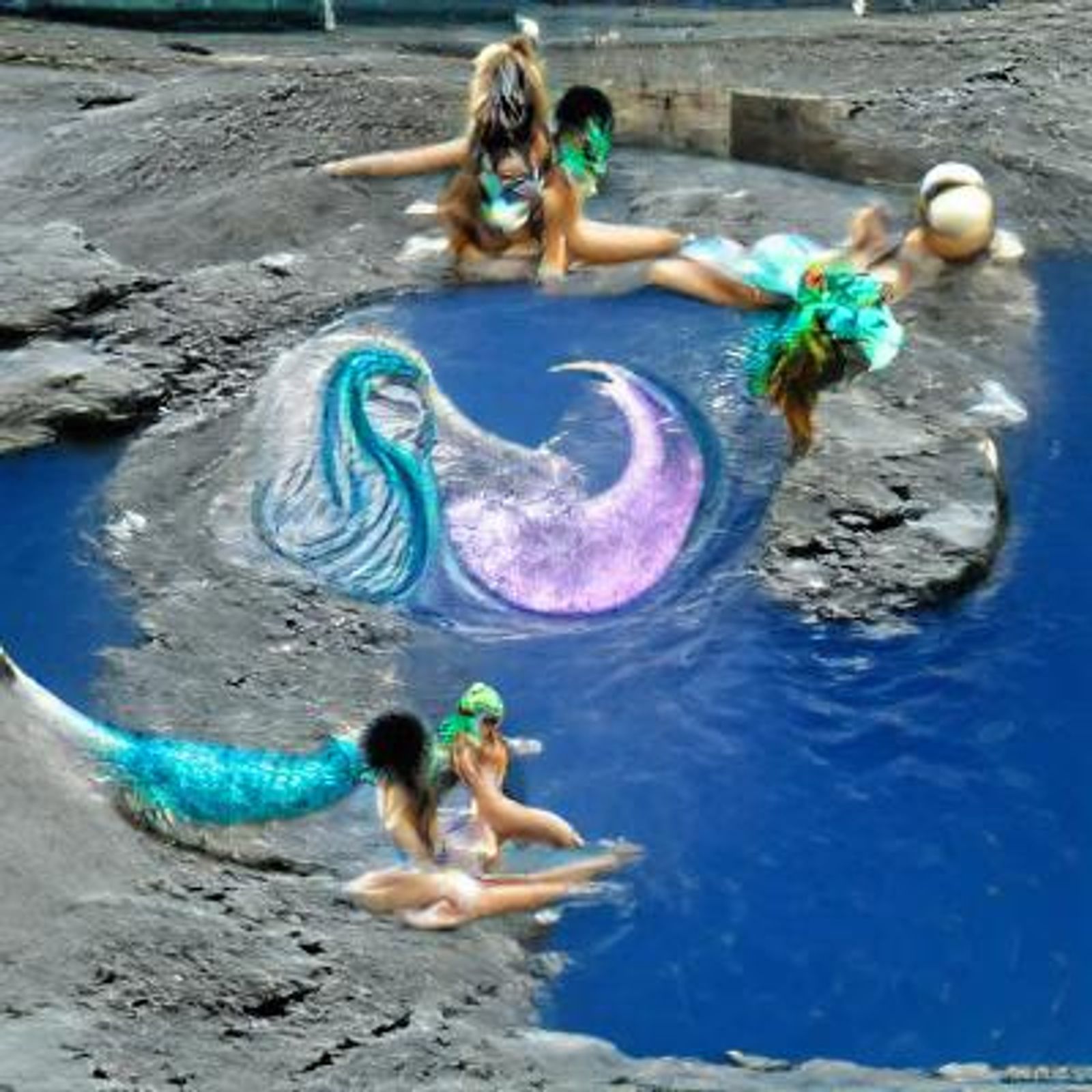 Mako island moon pool mermaids h2o - AI Generated Artwork